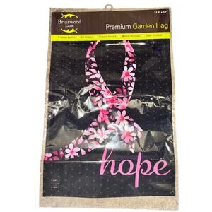 Briarwood Lane Premium Garden Flag Breast Cancer Hope Black Pink 12.5"x18" New